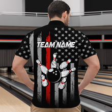 Load image into Gallery viewer, US Red Flag Bowling Shirt for Men Custom Name Polo & Quarter-Zip Bowling Jersey Bowling Team Shirt HNT23