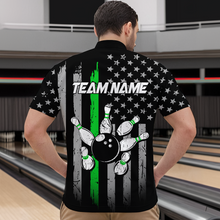 Load image into Gallery viewer, US Green Flag Bowling Shirt for Men Custom Name Polo & Quarter-Zip Bowling Jersey Bowling Team Shirt HNT23