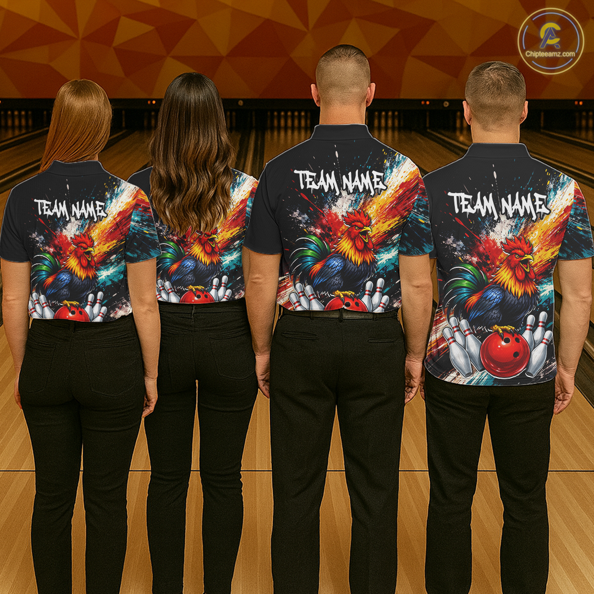 Custom Funny Rooster Bowling Jersey for Men Bowling Team Shirts Bowling Polo & 1/4 Zip HNT256