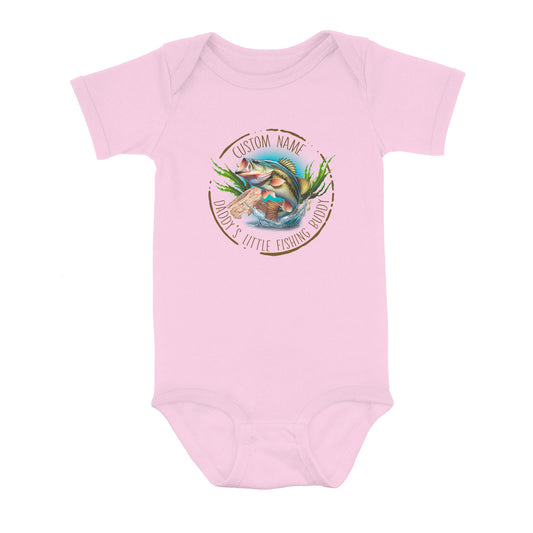 Personalized Largemouth Bass Infant Fishing Shirts, Daddy's Little Fishing Buddy Bass Baby Onesie NQS8280