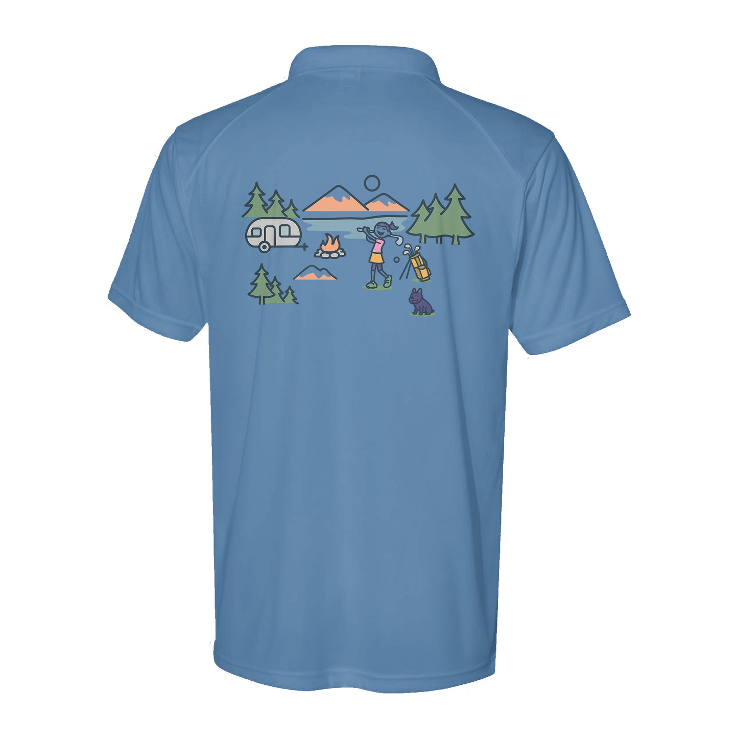 Funny Performance Polo Golf Shirts Custom Name Golf and Camping, Personalized Golfing Gifts D02 NQS9889