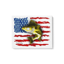 Load image into Gallery viewer, Angry Walleye fishing art with American flag ChipteeAmz's art Matte Canvas AT036