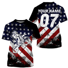 Load image into Gallery viewer, Adult&kid UPF30+ American flag jersey Motocross customizable dirt bike off-road motorcycle shirt PDT28