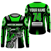 Load image into Gallery viewer, Personalized green Motocross jersey UPF30+ youth&adult dirt bike riding off-road extreme MX shirt PDT256