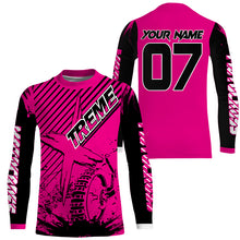 Load image into Gallery viewer, Personalized pink MX jersey UPF30+ extreme kid&adult Motocross biker girl racing shirt motorcycle PDT275