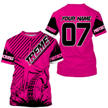 Load image into Gallery viewer, Personalized pink MX jersey UPF30+ extreme kid&adult Motocross biker girl racing shirt motorcycle PDT275