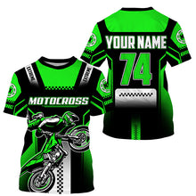 Load image into Gallery viewer, Personalized green Motocross jersey UPF30+ youth&adult dirt bike riding off-road extreme MX shirt PDT256