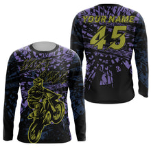 Load image into Gallery viewer, Purple personalized dirt bike jersey adult&kid UV protective off-road Just Ride motorcycle shirt PDT02