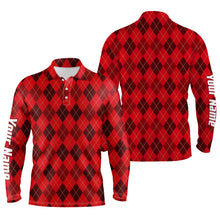 Load image into Gallery viewer, Christmas plaid Argyle Pattern - Funny Christmas Men's Golf Polo Custom Name shirt TTN103