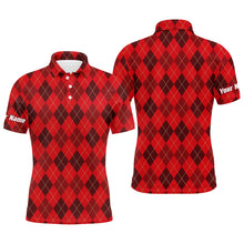 Load image into Gallery viewer, Christmas plaid Argyle Pattern - Funny Christmas Men's Golf Polo Custom Name shirt TTN103