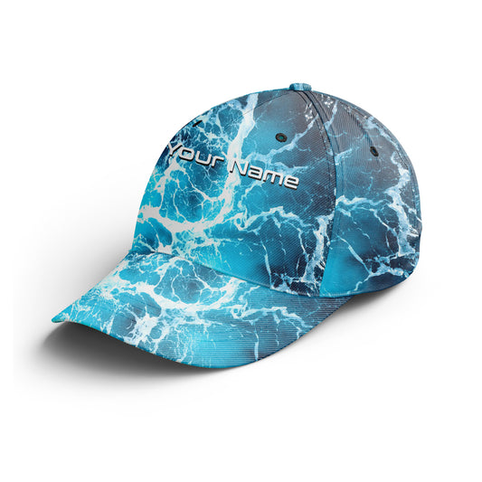 Saltwater Sea wave camo Custom Adjustable Fishing Baseball Trucker Angler hat cap Fishing gifts IPHW3267