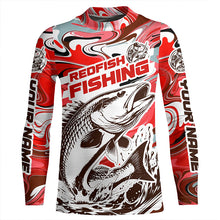 Load image into Gallery viewer, Redfish Fishing Custom Performance Long Sleeve Uv Shirts, Saltwater Camo Fishing Shirt | Red IPHW6159
