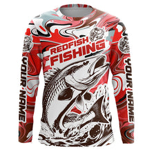 Load image into Gallery viewer, Redfish Fishing Custom Performance Long Sleeve Uv Shirts, Saltwater Camo Fishing Shirt | Red IPHW6159