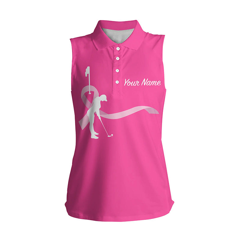 Breast Cancer Awareness golf shirts custom Women sleeveless polo shirt, pink ribbon golf shirts NQS6371