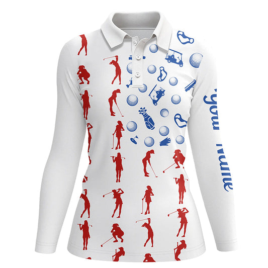 American flag golf icons women golf polo shirts custom patriotic white ladies golf tops NQS6394