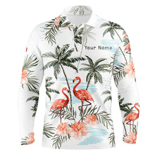 Load image into Gallery viewer, Flamingo tropical palm tree Mens golf polos shirts custom golf shirts for men, personalized golf gifts NQS6878