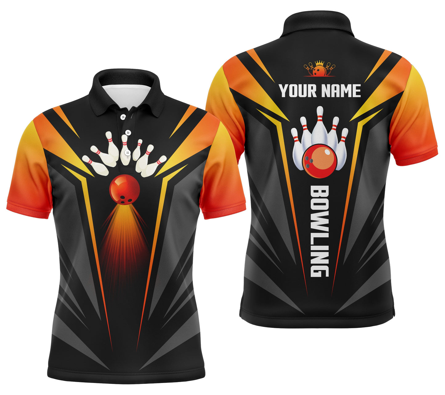 Custom bowling shirt for men – personalized team jersey front view