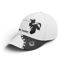 Load image into Gallery viewer, Golfer hat custom name black & white golf hats Unisex Baseball mens golf hats NQS3381
