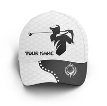 Load image into Gallery viewer, Golfer hat custom name black & white golf hats Unisex Baseball mens golf hats NQS3381
