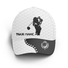 Load image into Gallery viewer, Women Golfer hat custom name black & white golf hats Unisex Baseball women golf hats NQS4240