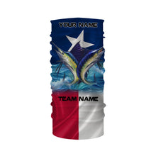 Load image into Gallery viewer, Marlin Sailfish fishing Texas flag custom name & team name fishing apparel, custom upf fishing shirts NQS3052