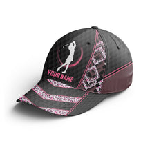 Load image into Gallery viewer, Black & pink leopard pattern golf hat custom name baseball golf cap hat, golfer gifts NQS3476