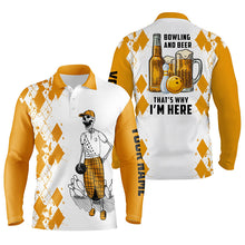Load image into Gallery viewer, Funny bowling beer skull bowling shirts for men custom name bowling and beer that's why I'm here NQS4634