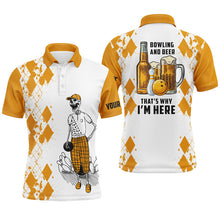 Load image into Gallery viewer, Funny bowling beer skull bowling shirts for men custom name bowling and beer that's why I'm here NQS4634