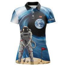 Load image into Gallery viewer, Funny Astronaut golfing Womens golf polo shirt custom female golf attire for ladies, golfer gifts NQS6788