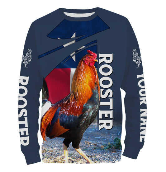 Rooster Texas Flag Custom Name 3D All Over Printed Shirts, Hoodie - Rooster Lovers Gifts Idea FSD2613