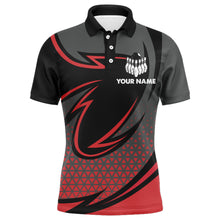Load image into Gallery viewer, Funny Polo Bowling Shirt for Men, Red & Black Custom Bowling Jersey, No Crying Lots of Swearing NBP144