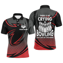 Load image into Gallery viewer, Funny Polo Bowling Shirt for Men, Red & Black Custom Bowling Jersey, No Crying Lots of Swearing NBP144