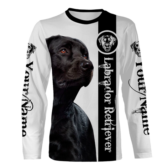 Labrador Retriever Black Lab Hoodie Long Sleeve| Custom Name Shirt for Lab Dad Lab Mom Dog Lover JTSD270