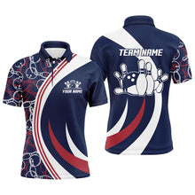 Load image into Gallery viewer, Blue&Red Bowling Polo Shirt For Men Custom Bowling Jersey With Name Men's Bowling Team League Shirt BDT106