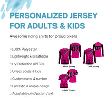 Load image into Gallery viewer, Personalized pink MX jersey UPF30+ extreme kid&adult Motocross biker girl racing shirt motorcycle PDT275