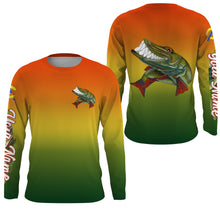 Load image into Gallery viewer, Musky fishing custom name with funny Muskie ChipteeAmz's art UV protection shirts AT025