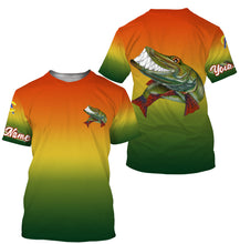 Load image into Gallery viewer, Musky fishing custom name with funny Muskie ChipteeAmz's art UV protection shirts AT025