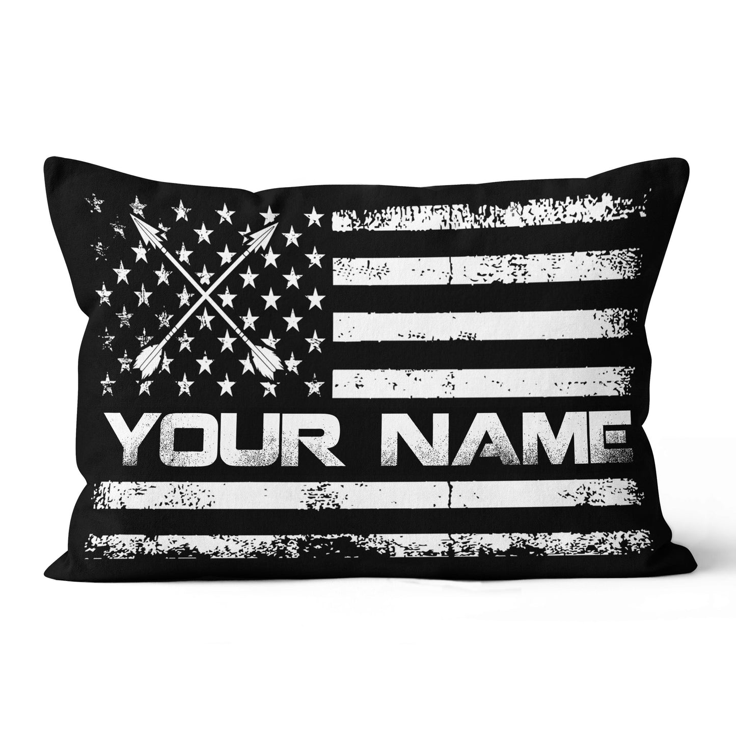 Custom Black White Vintage US Flag Archey Pillow, Patriotic Throw Pillow TDM0776