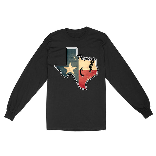 Texas fishing long sleeve shirt with Texas flag for fisherman Texas fishing forum A234