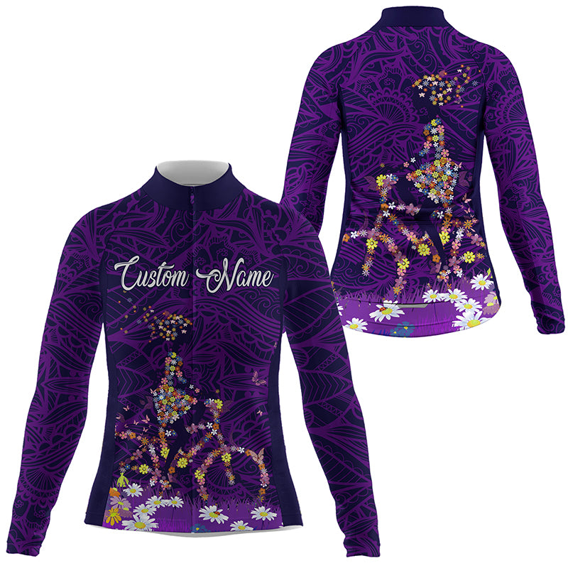 Purple cycling jersey women with pockets Full zip cycle gear UPF50+ bike shirt Women bicycle tops| SLC186