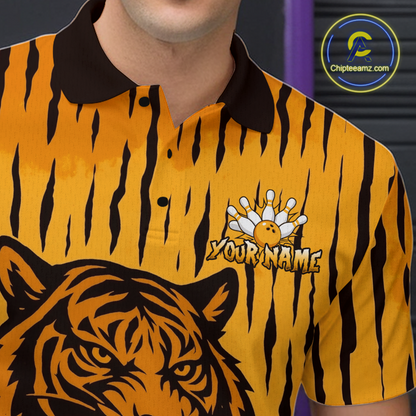 Tiger Bowling Shirts for Team Women Men Custom Bowling Jersey Polo & Quarter Zip Shirt MBL187