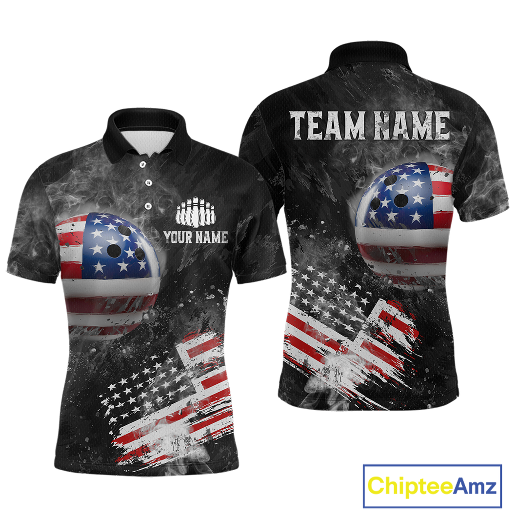 Custom American Flag Bowling Shirts Men Women Team Patriotic Bowling Jersey MBL84