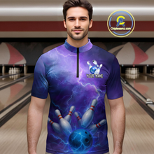 Load image into Gallery viewer, Custom Purple Lightning Bowling Shirts for Men Women Team MBL157