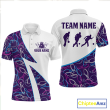 Load image into Gallery viewer, Blue Bowling Custom Men Bowling Shirt Polo &amp; Quarter-Zip Bowling Team Jerseys HNT60