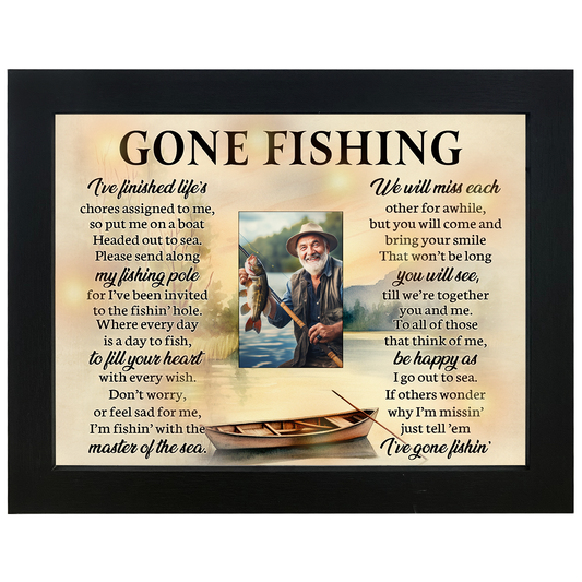 Gone Fishing Memorial Shadow Box, Gone Fishing in Heaven, Fishing in Memory Loss of Loved One TND6