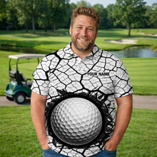 Load image into Gallery viewer, Golf Ball Breaking Polo Shirt, Black And White Cracking Pattern Polo Shirt, Best Golf Gift For Men NBT542