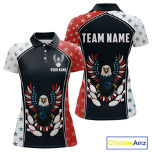 Load image into Gallery viewer, Eagel US Flag Bowling Custom Women Bowling Shirt Polo &amp; Quarter-Zip Bowling Team Jerseys HNT57
