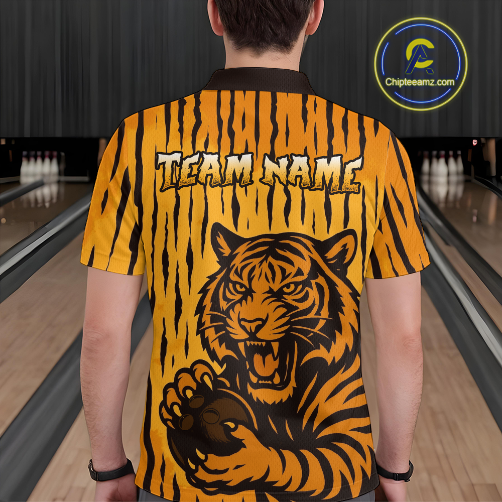 Tiger Bowling Shirts for Team Women Men Custom Bowling Jersey Polo & Quarter Zip Shirt MBL187