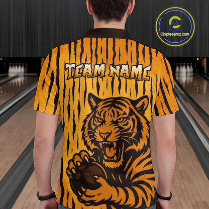 Tiger Bowling Shirts for Team Women Men Custom Bowling Jersey Polo & Quarter Zip Shirt MBL187
