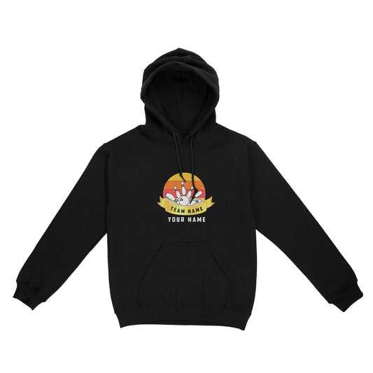 Custom Name and Team name Retro Bowling Ball Pins Unisex Standard Hoodie NQS8693